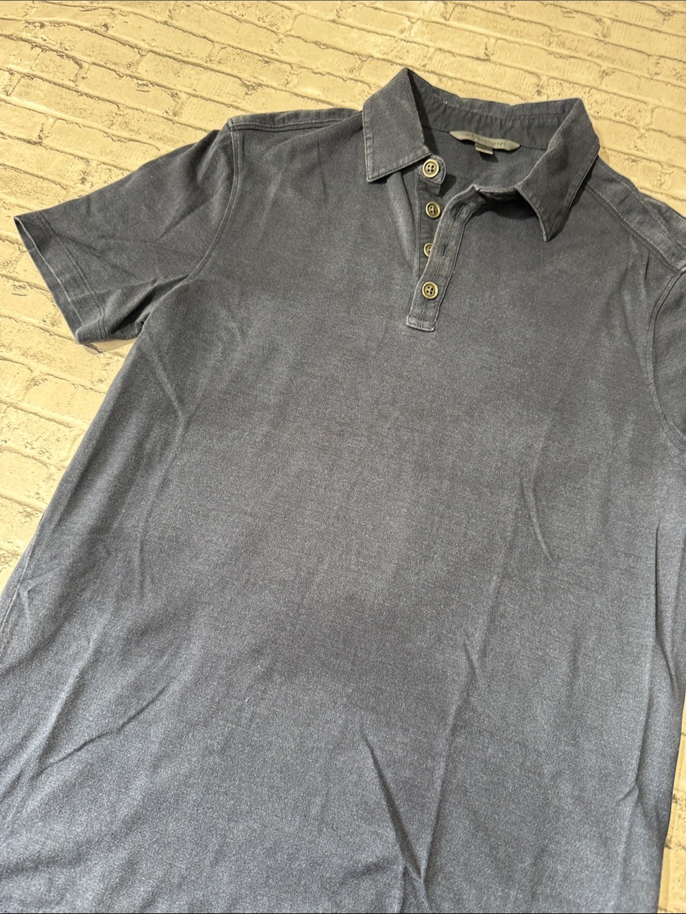 John Varvatos mens XS blue solid silk cotton blend polo shirt EUC - Picture 4 of 5